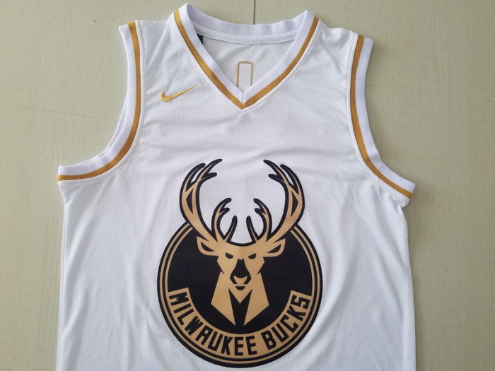 Giannis Antetokounmpo 34 White Golden Edition Jersey