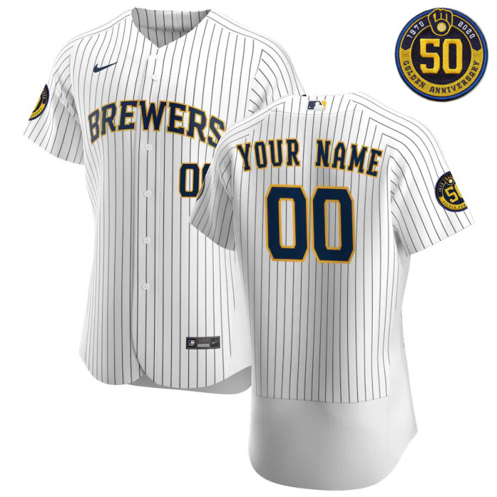 Men's White&Navy 2020 Alternate Authentic Custom 50th Anniversary Patch Team Jersey