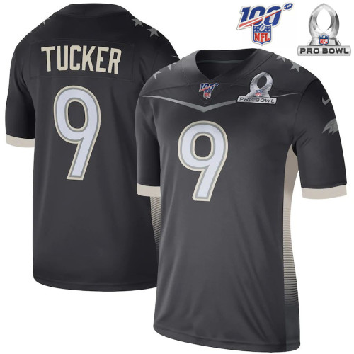 Men's Justin Tucker Anthracite 2020 AFC Pro Bowl Player Limited Team Jersey