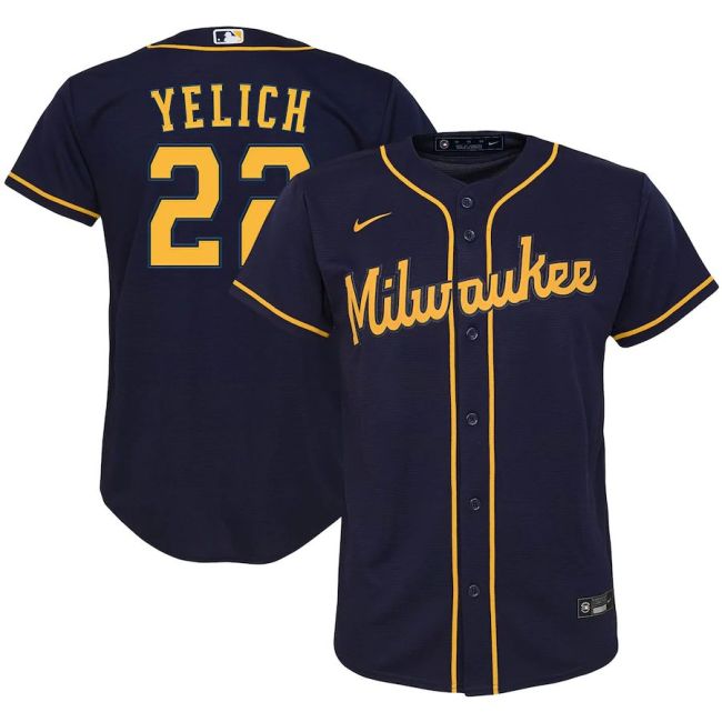 Youth Christian Yelich Navy Alternate 2020 Player Team Jersey