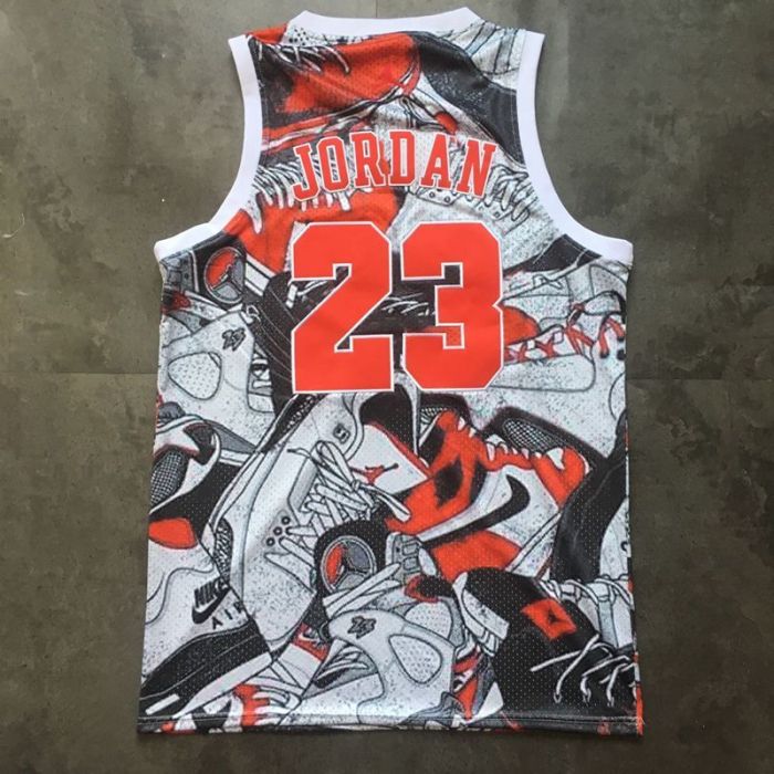 Men's Michael Jordan Gray And Red Retro Classic Team Jersey