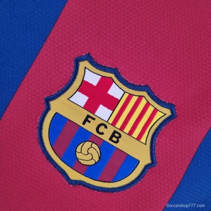Retro Barcelona Long Sleeve 2006 UEFA Champions League Home Soccer Jersey