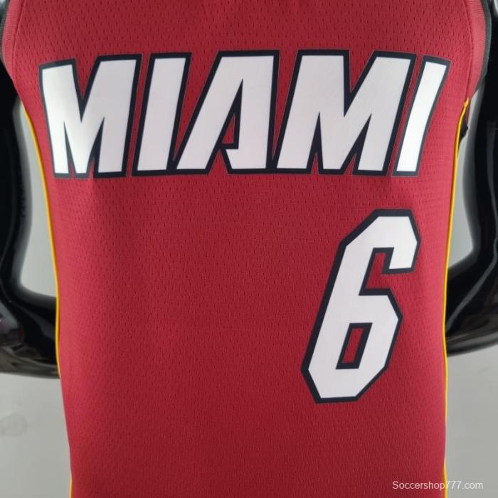 75th Anniversary Miami Heat Jordan JAMES #6 Burgundy NBA Jersey