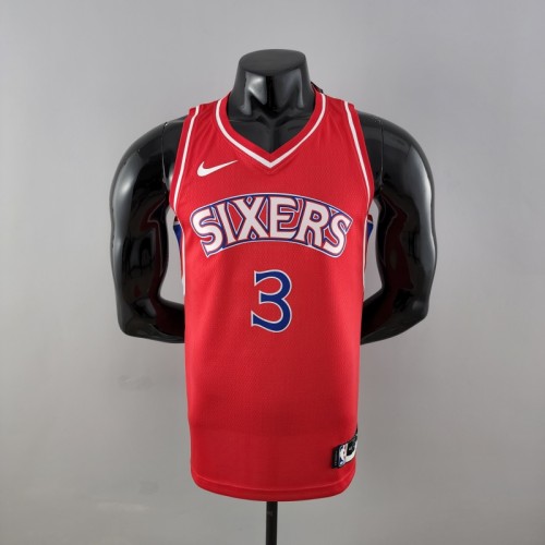 Rookie Philadelphia 76ers Iverson #3 Red NBA Jersey