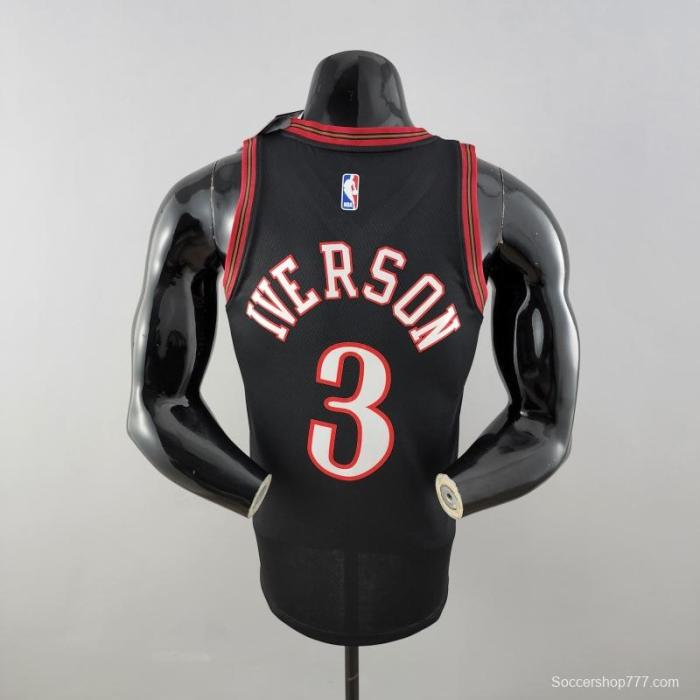 Retro Philadelphia 76ers Iverson #3 Big Meteor Black NBA Jersey