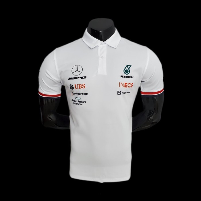F1 Formula One 2022 Racing Suit Mercedes Polo White