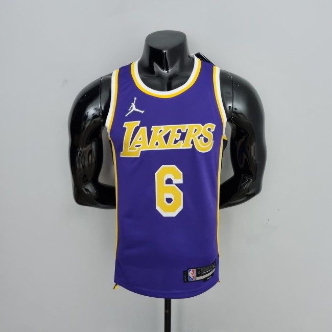75th Anniversary James #6 Los Angeles Lakers Jordan Purple NBA Jersey