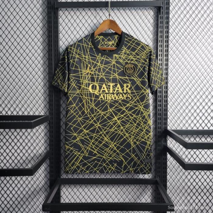 22/23 PSG Training Jersey Black And Gold Line Jersey