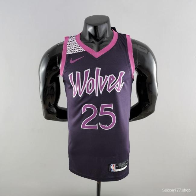Minnesota Timberwolves ROSE#25 Black And Purple NBA Jersey