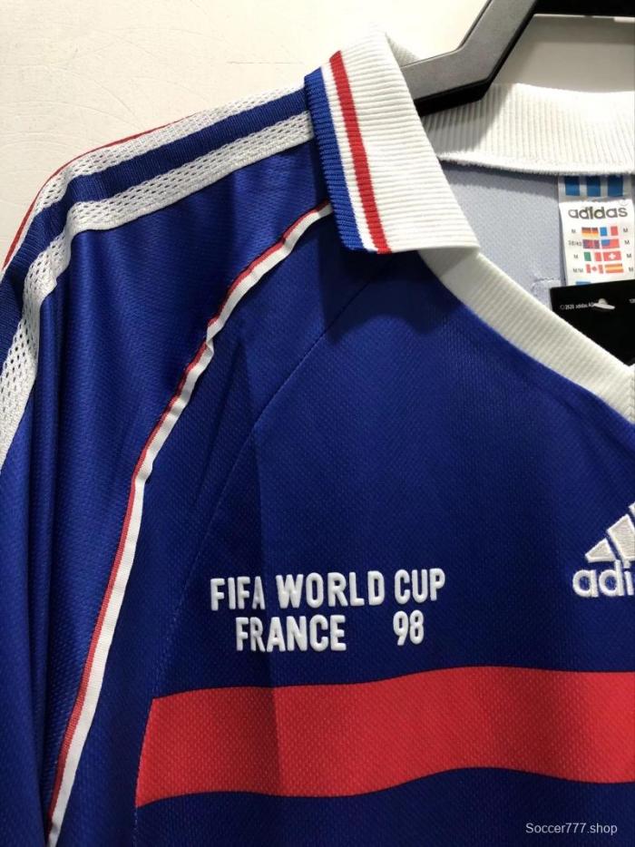 Retro 1998 Long Sleeve France Home Soccer Jersey