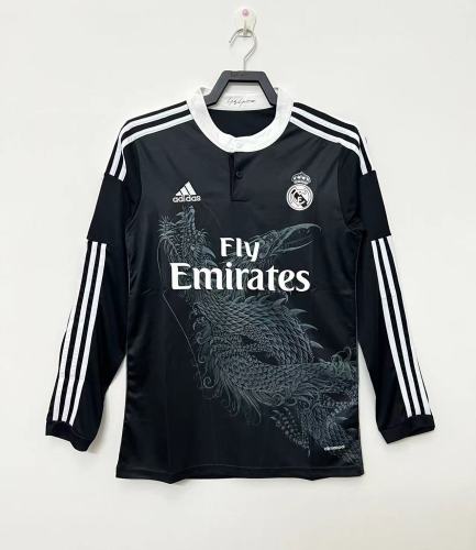 Retro 14/15 Real Madrid Third Long Sleeve Dragon Black Soccer Jersey