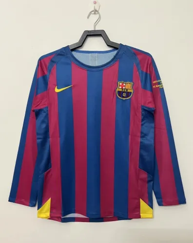Retro 05/06 Barcelona Home Long Sleeve Champion Vision Soccer Jersey