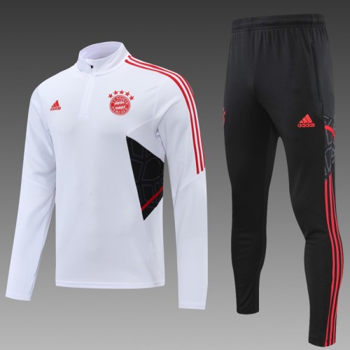 22/23 FC Bayern Munich Munich White Half Zipper Tracksuit