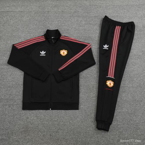 22/23 Manchester United Black Full Zipper  Tracksuit