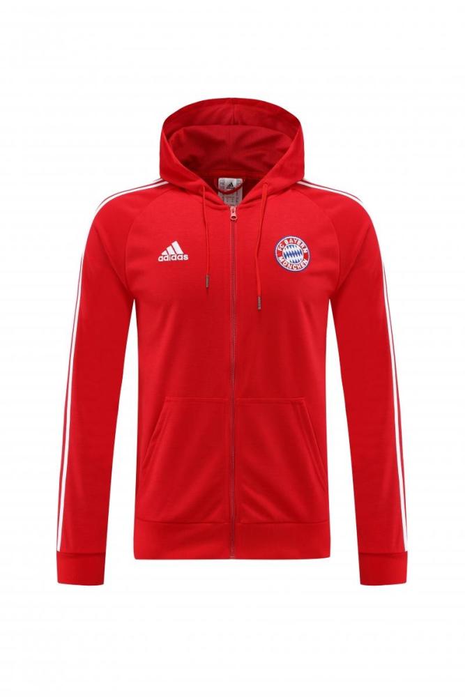2023 Bayern Munich Red Hoodie Full Zipper Tracksuit