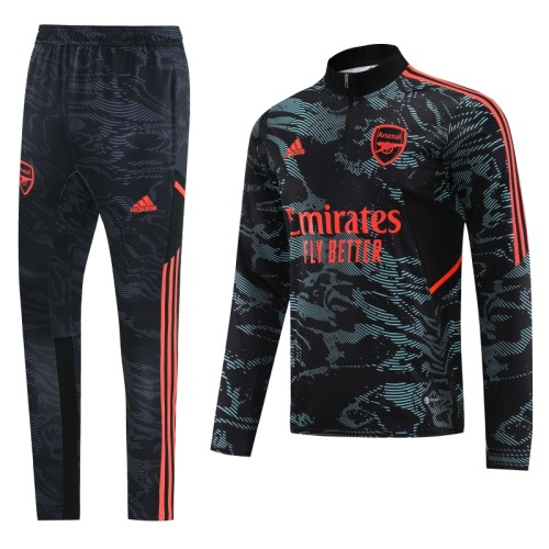 22/23 Arsenal Black Blue Half Zipper Tracksuit