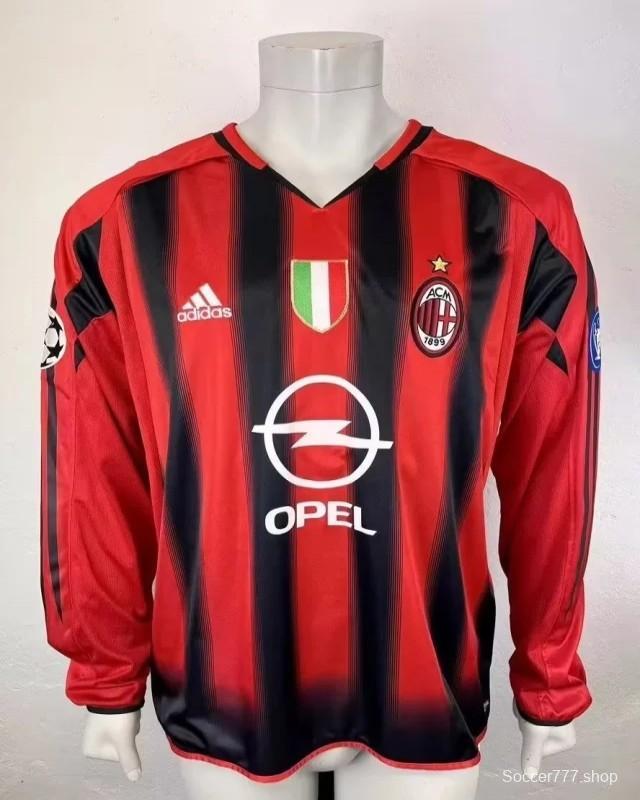 Retros 04/05 AC Milan Home Long Sleeve Jersey