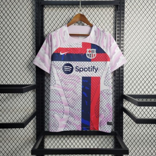 23-24 Barcelona Training White Pink Jersey