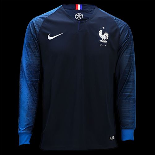 Retro 2018 France Home Long Sleeve Jersey