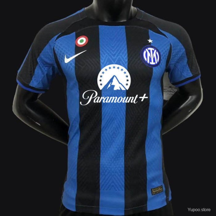 Player Version 23/24 Inter Milan Home Jersey With Paramount Plus Sponsor