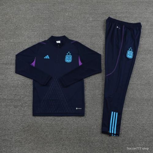2023 Argentina Navy Half Zipper Jacket+Pants