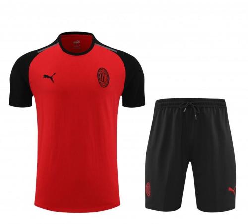 23/24 AC Milan Red/Black Cotton Short Sleeve Jersey+Shorts