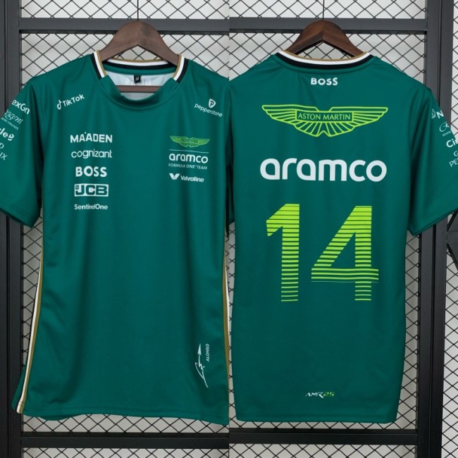 2025 F1 Formula Aston Martin Green ARAMCO #14 T-Shirt
