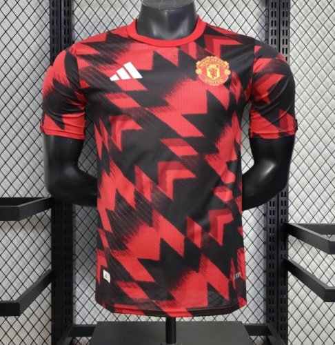 25/26 Player Version Manchester United Red Geometric Pattern Pre-Match Training Jersey