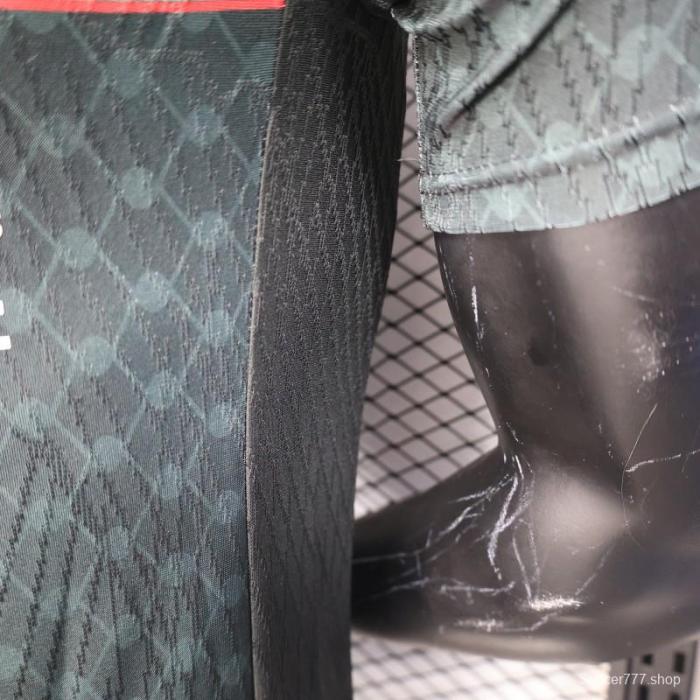 Player Version 25/26 CD Palestino Away Black Jersey with Red-Green Stripes and Bank of Palestine Sponsor