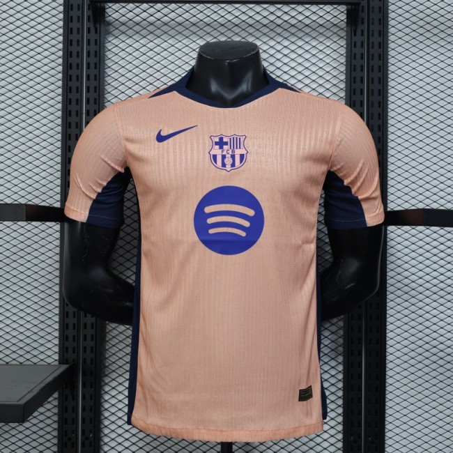 Player Version 25/26 FC Barcelona Pink 125Th Anniversary Jersey with Spotify Sponsor and Navy Blue Accents