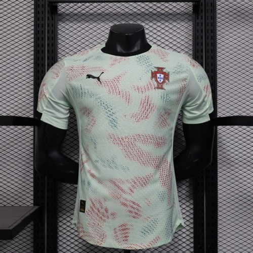 Player Version 2025 Portugal Away Mint Green Jersey with Graphic Pattern