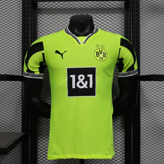 Player Version Borussia Dortmund 25/26 Neon Green Home Jersey with 1&1 Sponsor