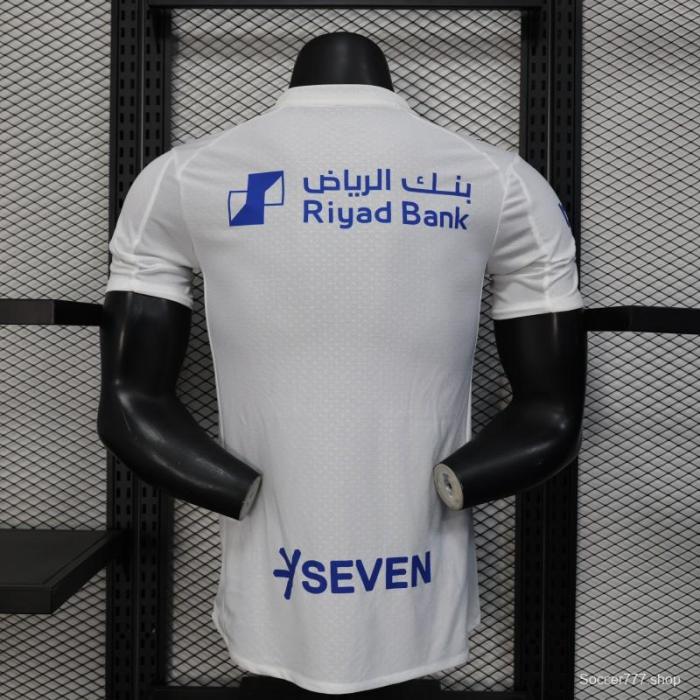 Player Version 25/26 Al-Hilal Away White with Blue Details and SAVVY Games Group Sponsor Jersey