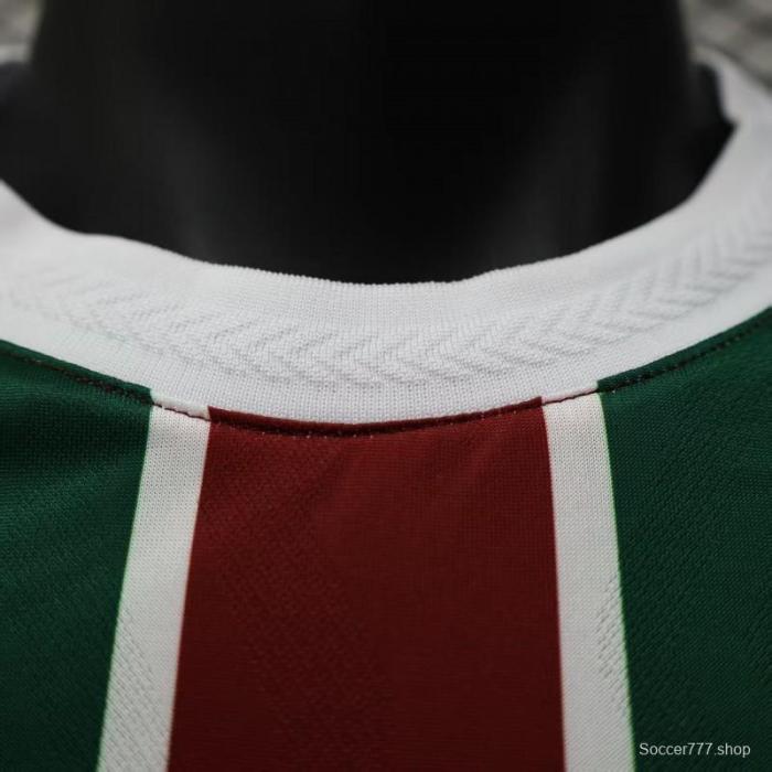 Player Version 25/26 Fluminense Green and Burgundy Vertical Striped with White Trim Jersey