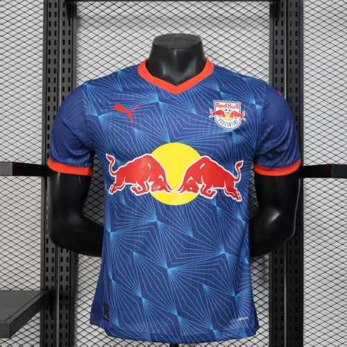 Player Version 25/26 RB Bragantino Blue with Geometric Pattern and Red Bull Logo Jersey
