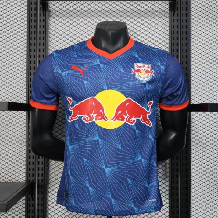Player Version 25/26 RB Bragantino Blue with Geometric Pattern and Red Bull Logo Jersey