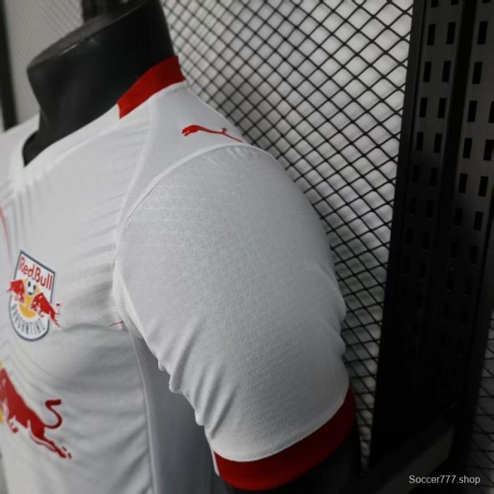 Player Version 25/26 RB Leipzig White with Chevron Pattern and Red Bull Logo Jersey