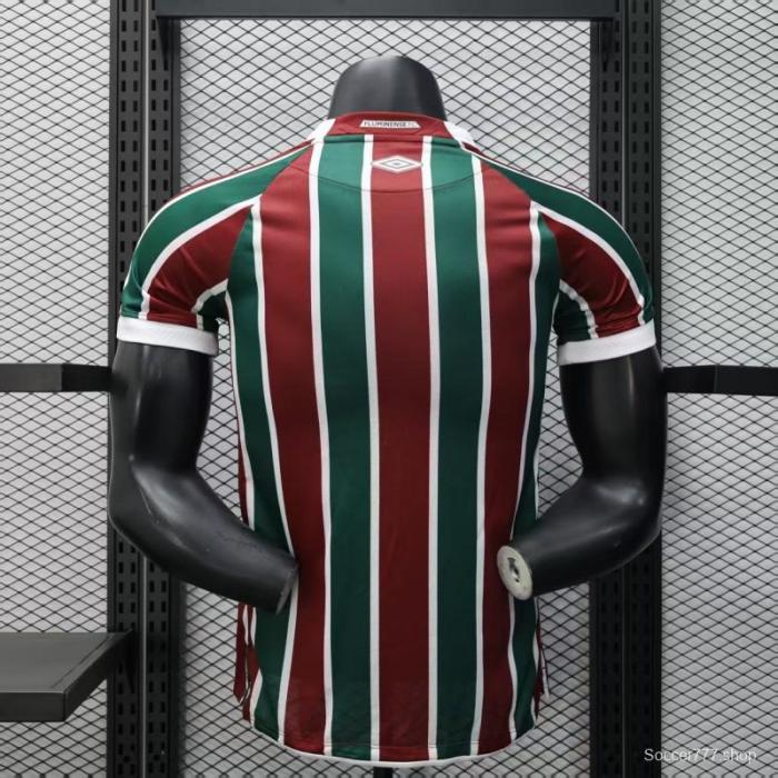 Player Version 25/26 Fluminense Green and Burgundy Vertical Striped with White Trim Jersey