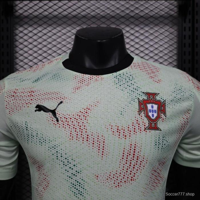 Player Version 2025 Portugal Away Mint Green Jersey with Graphic Pattern