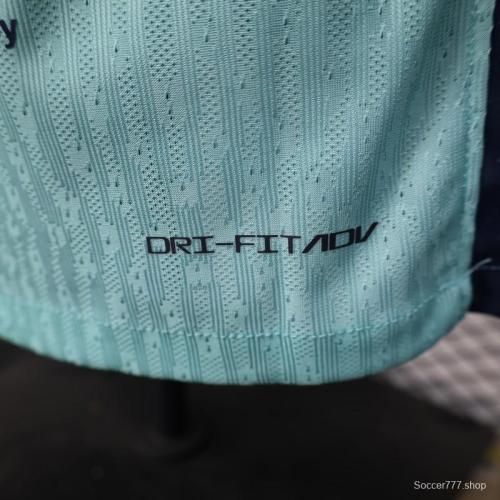 Player Version 25/26 Barcelona Blue 125Th Anniversary Mint Green Jersey with Navy Blue Stripe and Spotify Sponsor