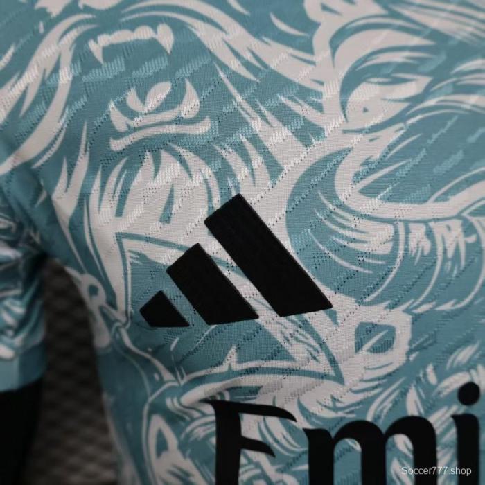 Player Version 25/26 Real Madrid Light Blue with Viking Warrior Pattern Jersey