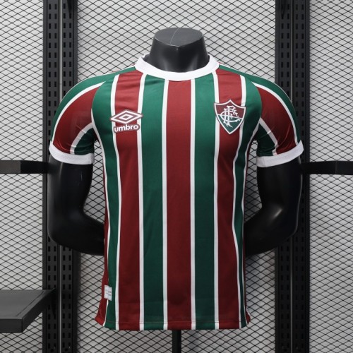 Player Version 25/26 Fluminense Green and Burgundy Vertical Striped with White Trim Jersey