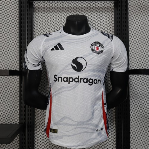 Player Version 25/26 Manchester United White with Marble Pattern and Snapdragon Sponsor Jersey