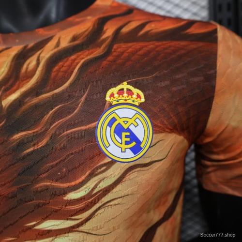 Player Version 25/26 Real Madrid NA ZHA Orange with Dragon Warrior Jersey