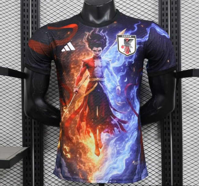 Player Version 2025 Japan NA ZHA Black with Fire & Ice Warrior Jersey