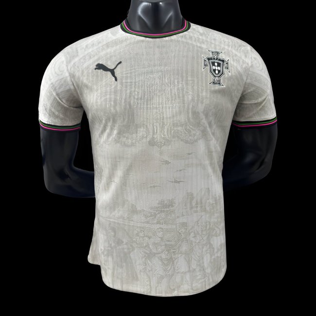 Player Version 2025 Portugal Away White with Subtle Pattern Jersey