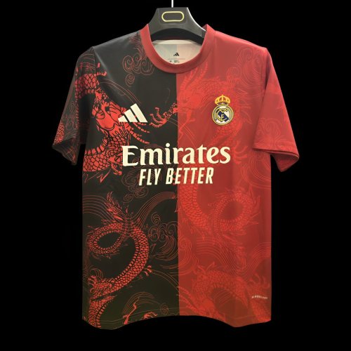 25/26 Real Madrid Red and Black with Split Dragon Design Jersey