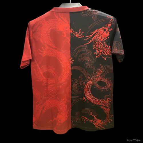 25/26 Real Madrid Red and Black with Split Dragon Design Jersey