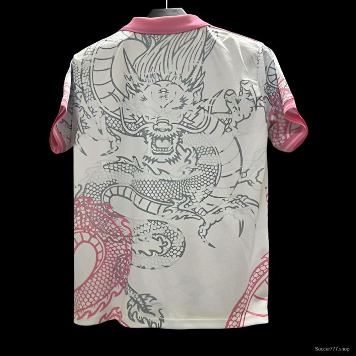 25/26 Real Madrid White with Pink Dragon Design Jersey