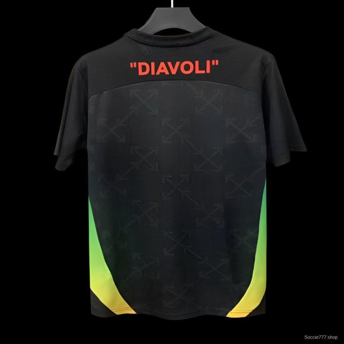 25/26 AC Milan x OFF-WHITE Pre-Match Black/Green Jersey